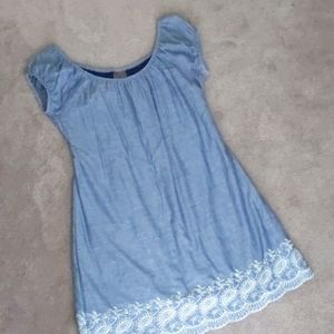 Denim dress with eyelet detail